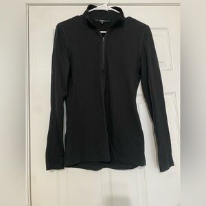 Quince Long Sleeve Black 100% Wool  Quarter-Zip Top Base Layer S